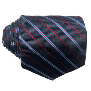 Brooks 346 Mens Tie 100% Silk Diagonal Stripes Blue Red Necktie Vintage